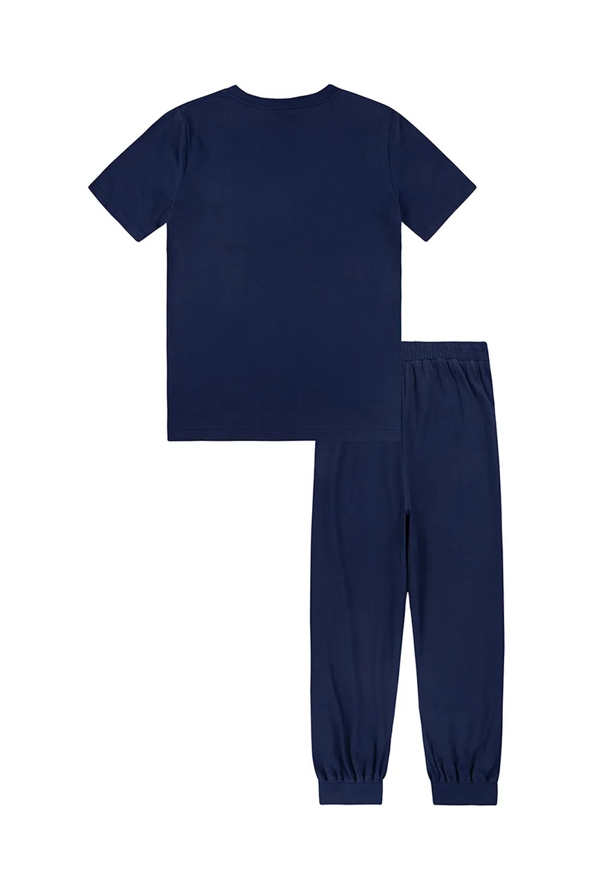 Детская хлопковая пижама Polo Ralph Lauren цвет синий однотонная 9P0249