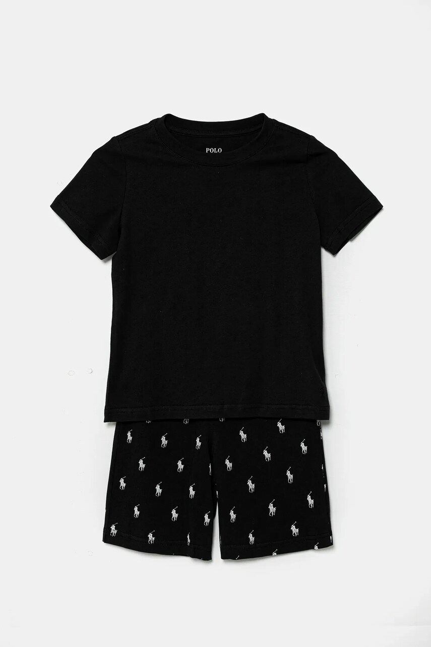 Levně Dětské bavlněné pyžamo Polo Ralph Lauren černá barva, 9P0250