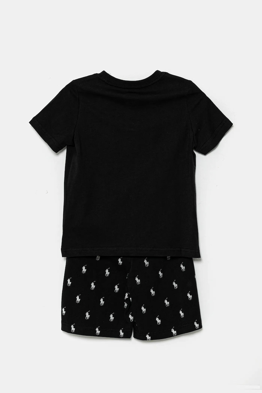 Детская хлопковая пижама Polo Ralph Lauren цвет чёрный узор 9P0250 Детская хлопковая пижама Polo Ralph Lauren цвет чёрный узор 9P0250