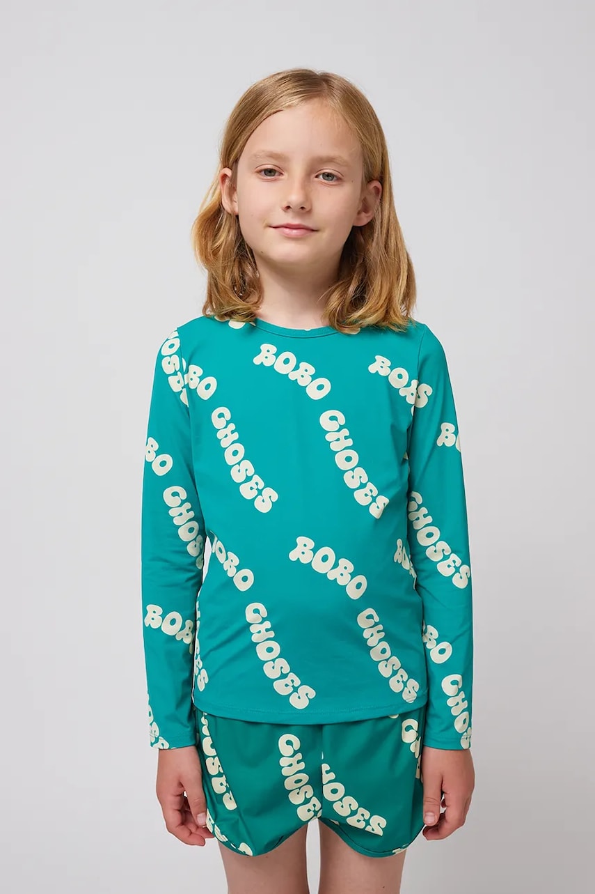 Bobo Choses longsleeve de baie pentru copii Wavy culoarea turcoaz, 125AC111 Bobo Choses longsleeve de baie pentru copii Wavy culoarea turcoaz, 125AC111