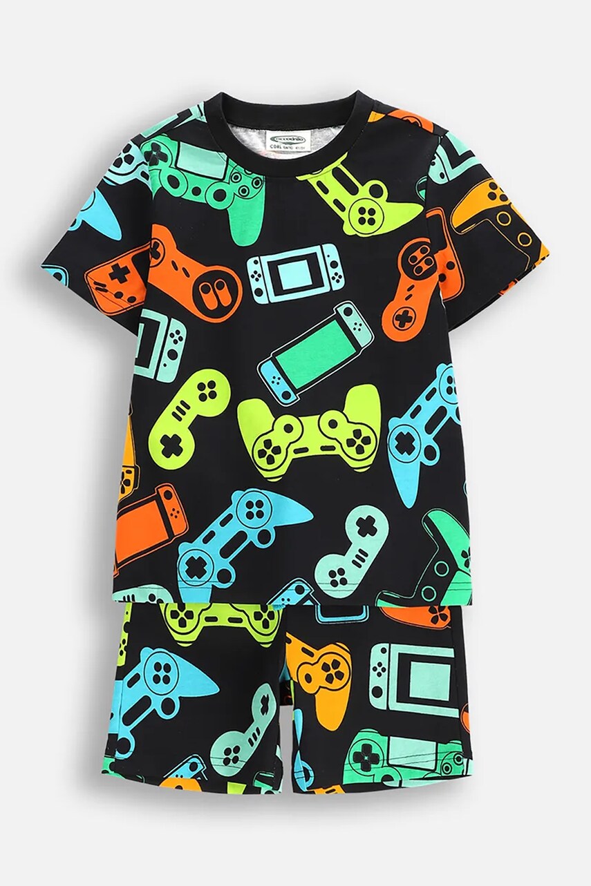 Coccodrillo pijamale de bumbac pentru copii culoarea gri, modelator, PYJAMAS
