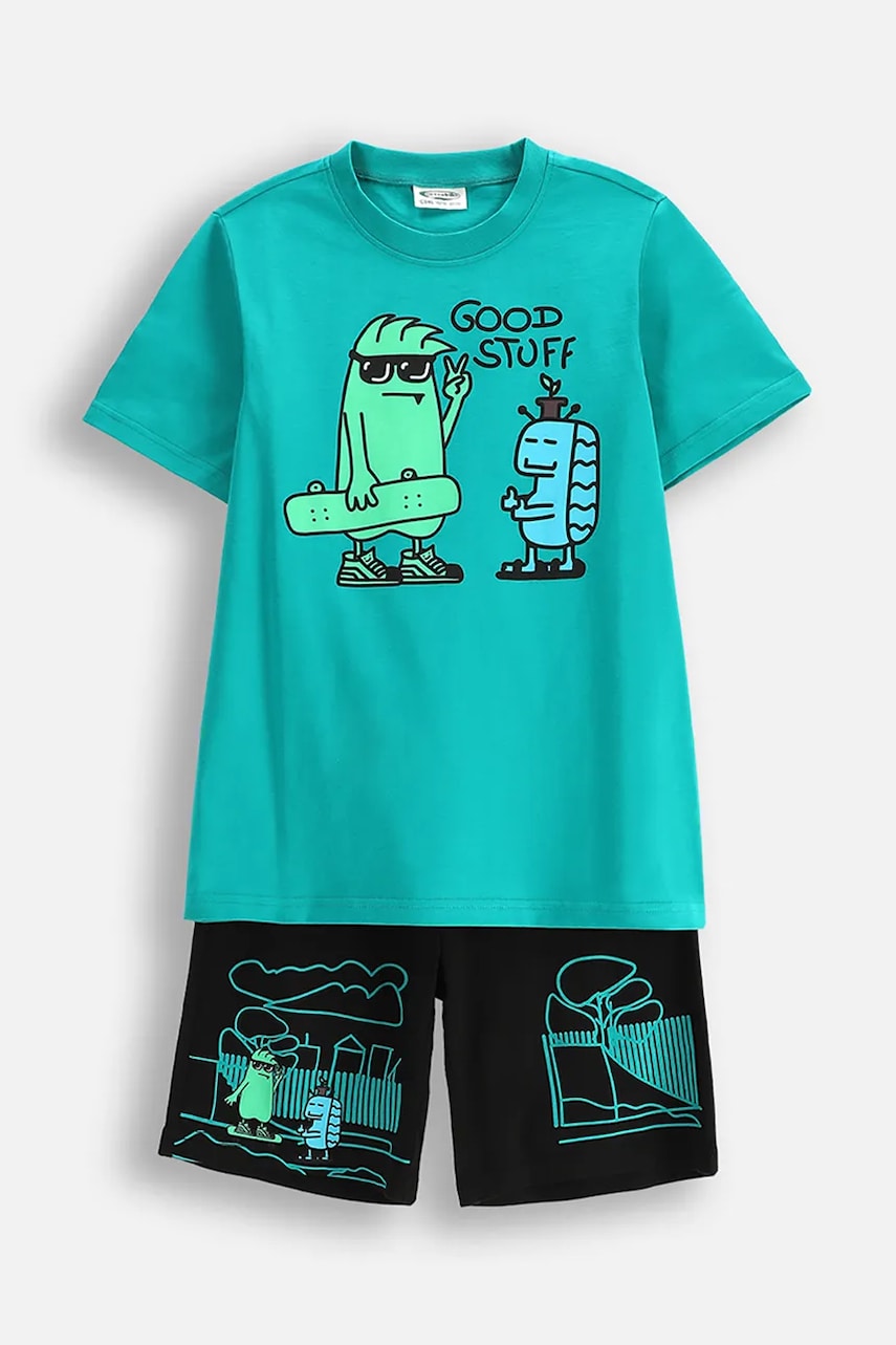 Coccodrillo pijamale de bumbac pentru copii culoarea verde, cu imprimeu, PYJAMAS Coccodrillo pijamale de bumbac pentru copii culoarea verde, cu imprimeu, PYJAMAS