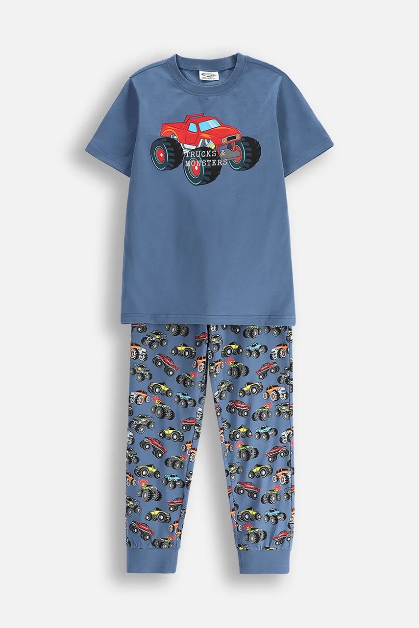 Coccodrillo set de pijama de bumbac pentru copii culoarea verde, modelator, PYJAMAS