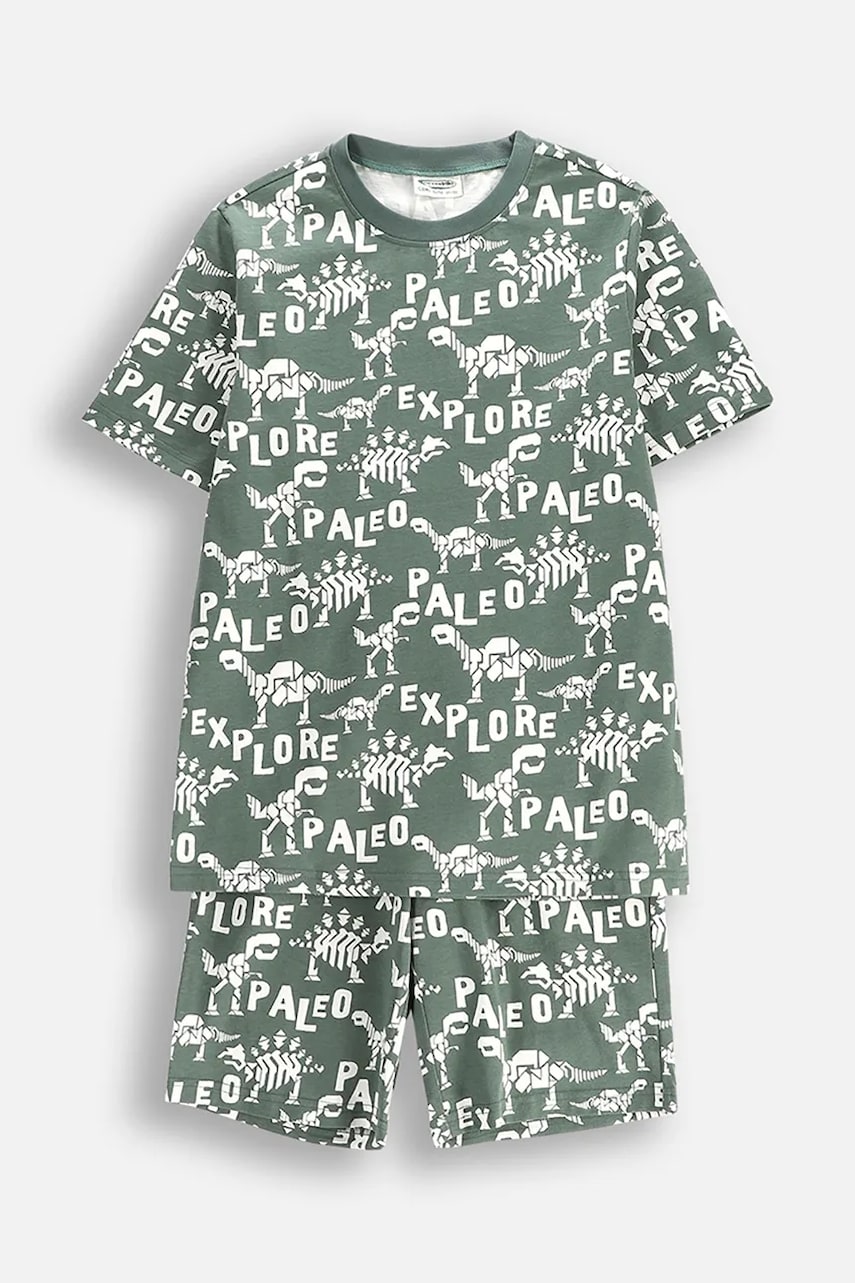 Coccodrillo set de pijama de bumbac pentru copii culoarea verde, cu imprimeu, PYJAMAS