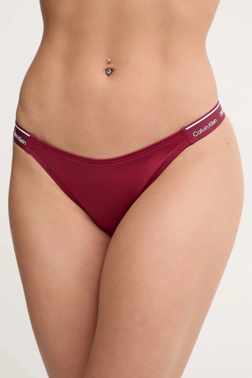 Levně Plavkové kalhotky Calvin Klein vínová barva, KW0KW02732
