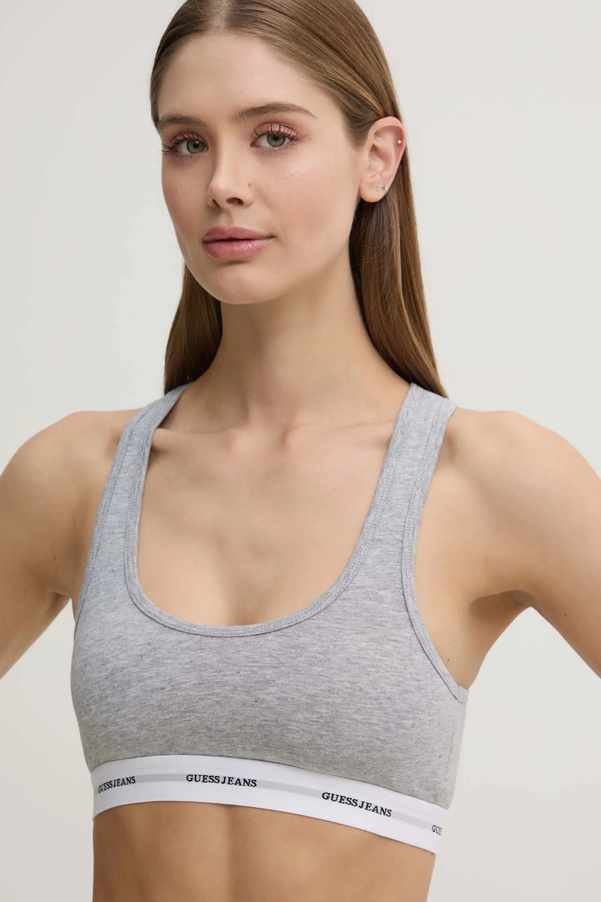 

Сутиен Guess Jeans в сиво от дантела с изчистен дизайн W4BZ31 KBBU1, Сив