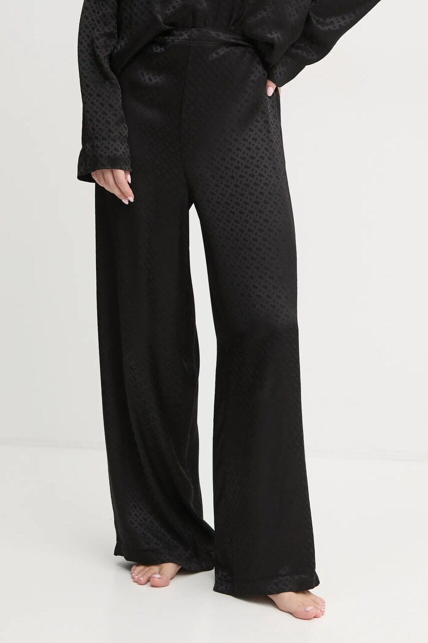 BOSS pantaloni de pijama femei, culoarea negru, satin, 50535765