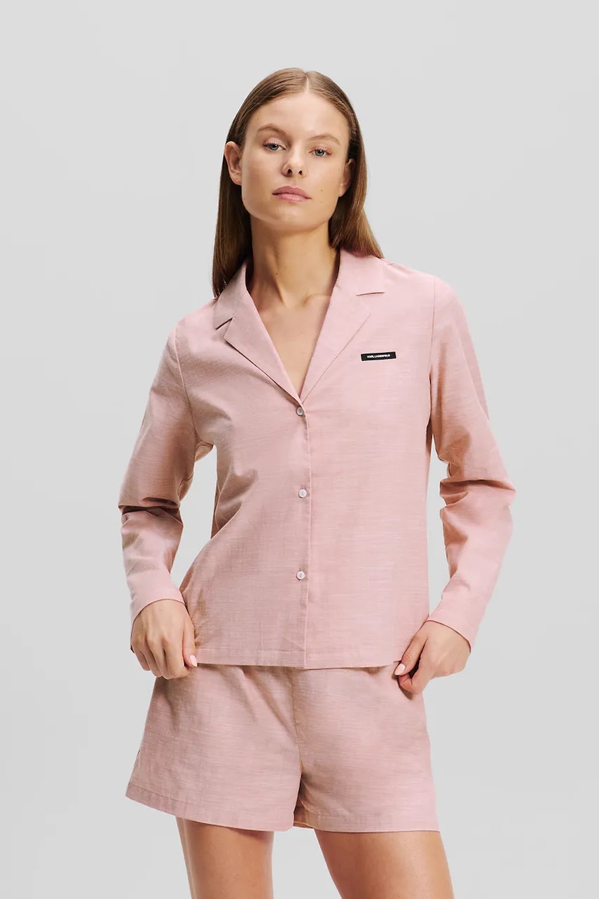 Karl Lagerfeld pijamale de bumbac culoarea roz, bumbac, A1W45004 Karl Lagerfeld pijamale de bumbac culoarea roz, bumbac, A1W45004