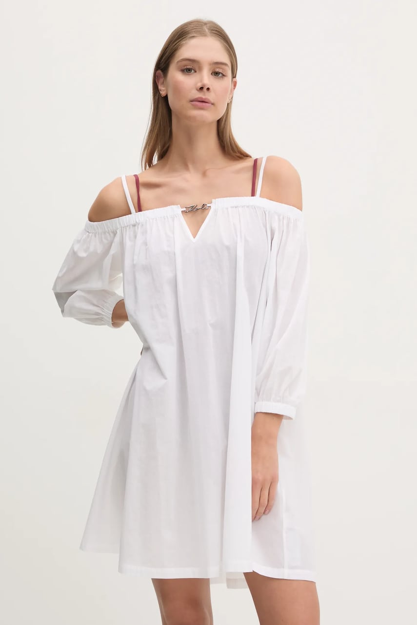 Karl Lagerfeld rochie de plajă culoarea alb, A1W46029