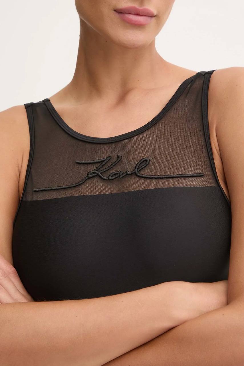 Суцільний купальник Karl Lagerfeld колір чорний м`яка чашечка A1W46036 