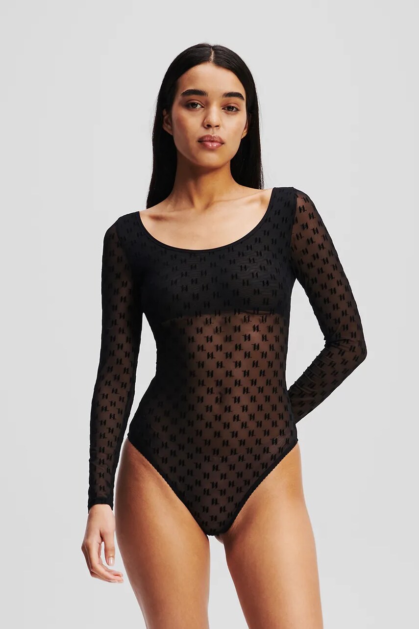Karl Lagerfeld body culoarea negru, dantela, modelator, A1W47067