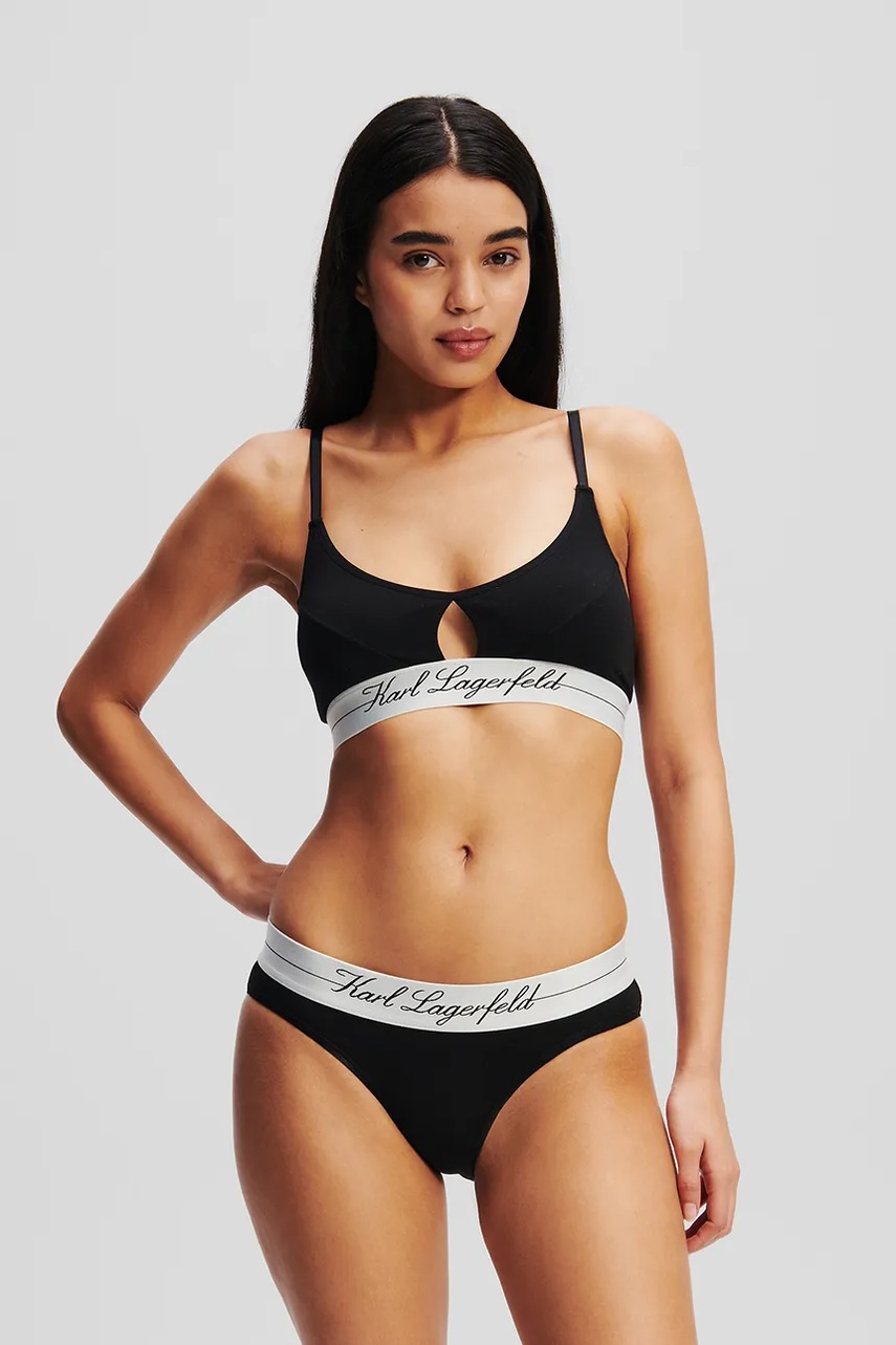 Karl Lagerfeld sutien culoarea negru, bumbac, neted, A1W47092