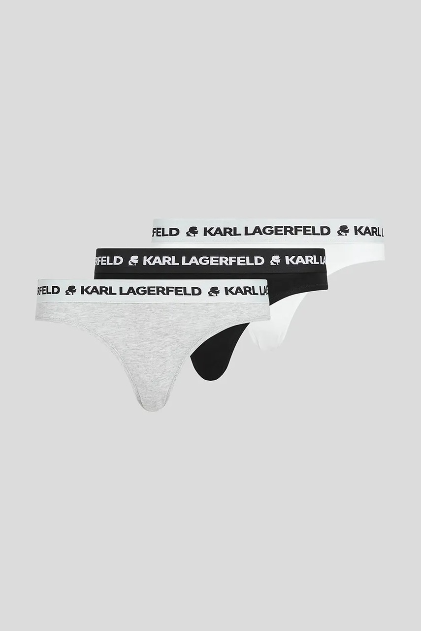 

Памучни бикини Karl Lagerfeld (3 чифта) LOGO BRIEF A1W47148, Сив