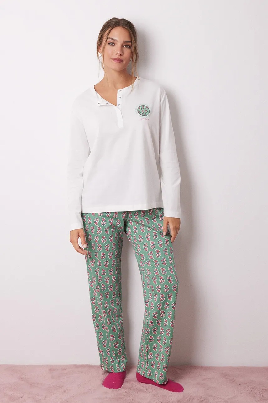 Levně Bavlněné pyžamo women'secret VERY MERRY béžová barva, bavlněná, 3138658