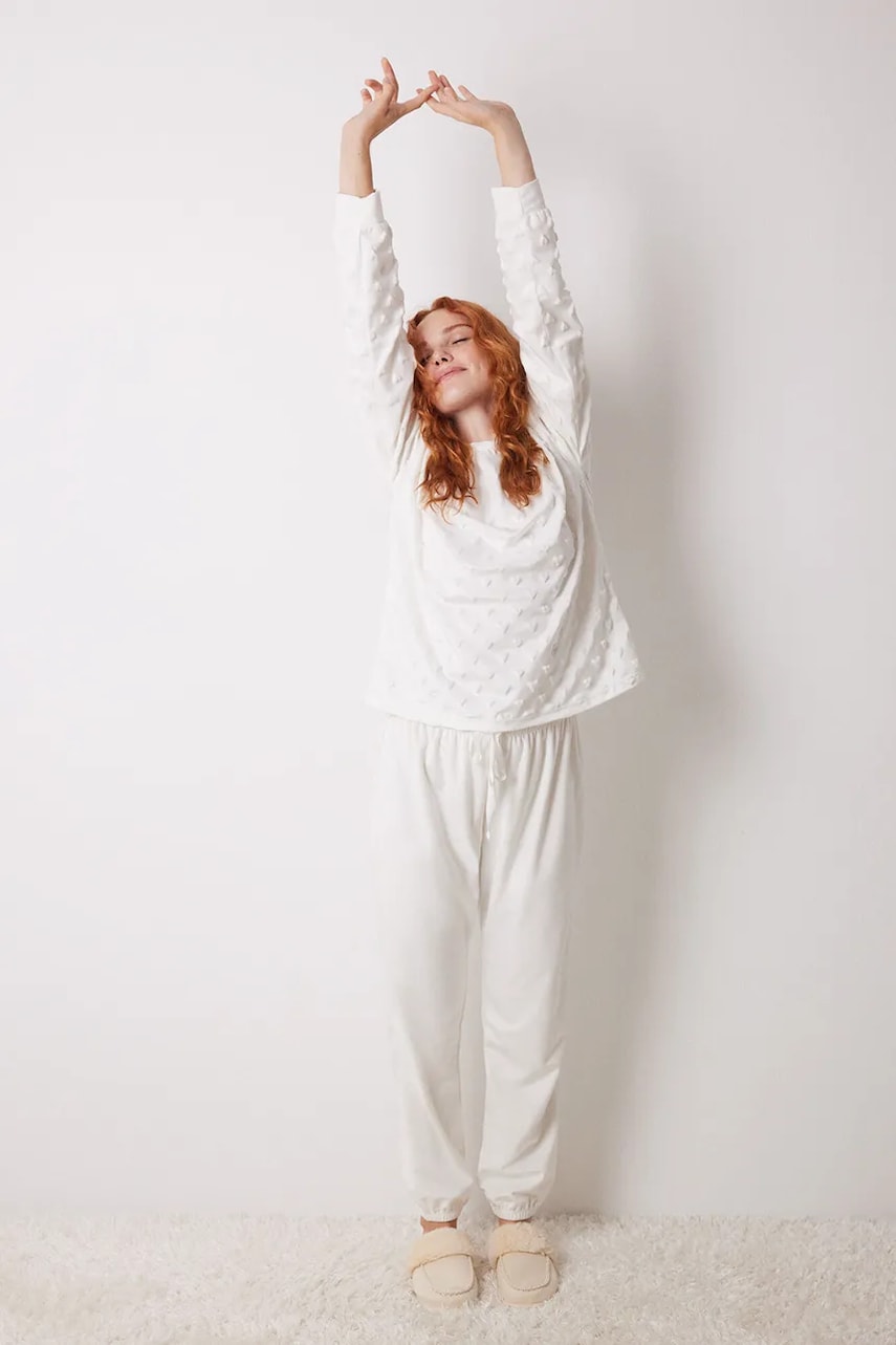 women\'secret pijama LOVE ACTUALLY GENERIC PJ femei, culoarea bej, 4758234