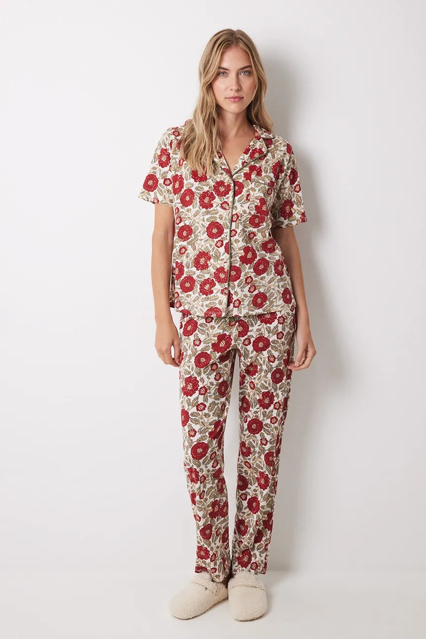 Levně Bavlněné pyžamo women'secret MIX AND MATCH LOVE ACTUALLY červená barva, bavlněná, 4858812
