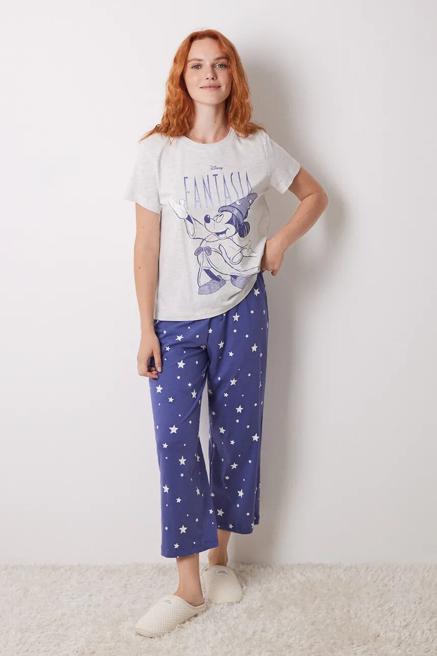 women\'secret pijamale de bumbac MICKEY culoarea gri, bumbac, 3138621