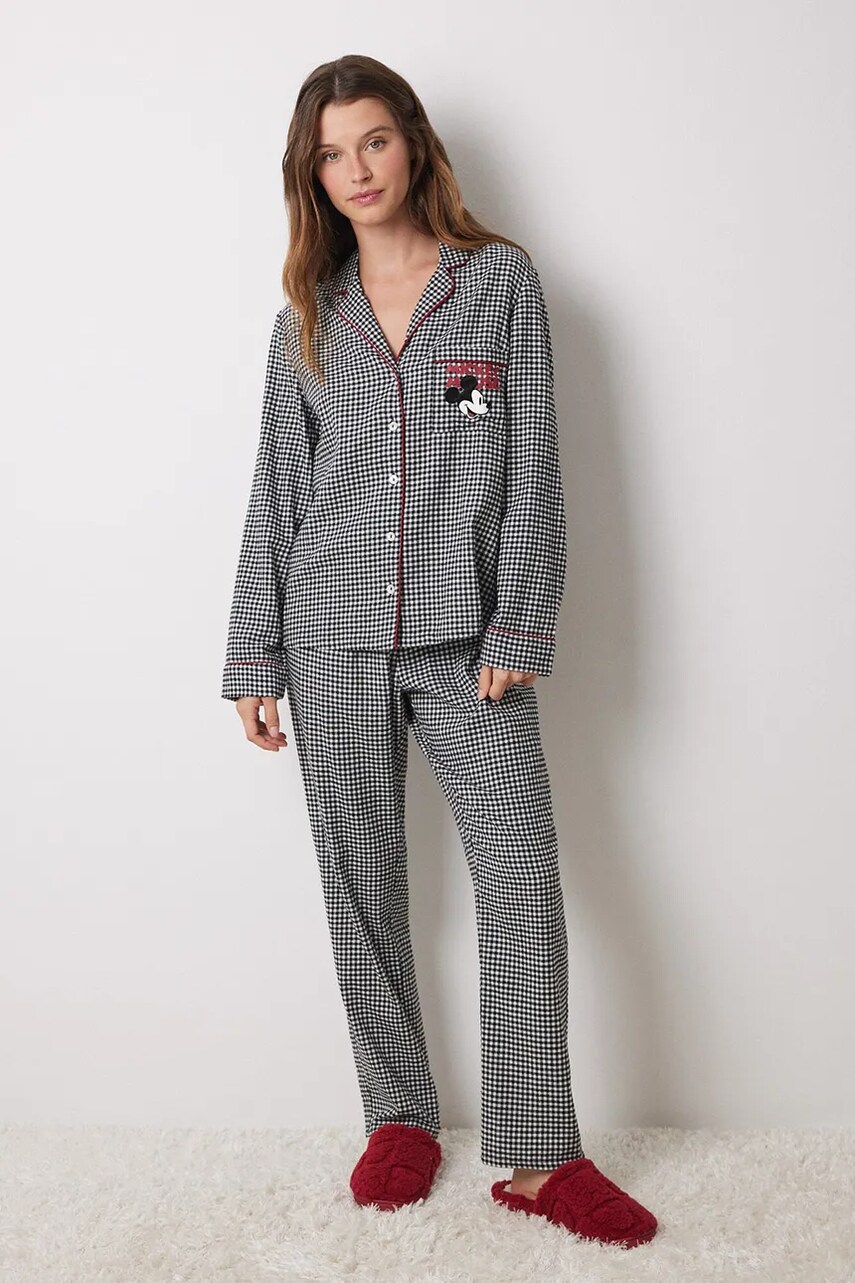 women\'secret pijamale de bumbac MICKEY culoarea negru, bumbac, 3138595