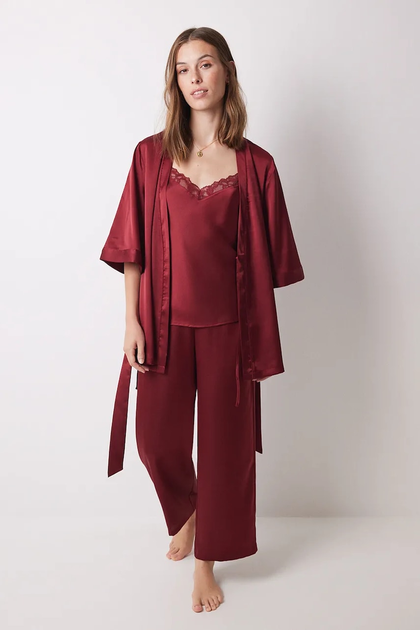 women'secret pijama SENSE LIMITED EDITION femei, culoarea bordo, satin, 2548219 women'secret pijama SENSE LIMITED EDITION femei, culoarea bordo, satin, 2548219