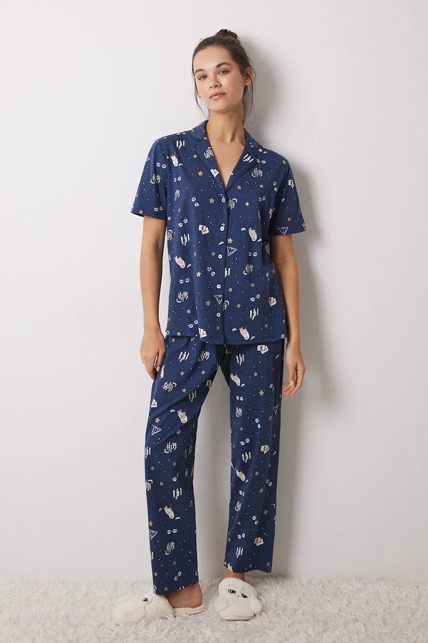 women'secret pijamale de bumbac HARRY POTTER femei, culoarea albastru marin, bumbac, 3138604 women'secret pijamale de bumbac HARRY POTTER femei, culoarea albastru marin, bumbac, 3138604