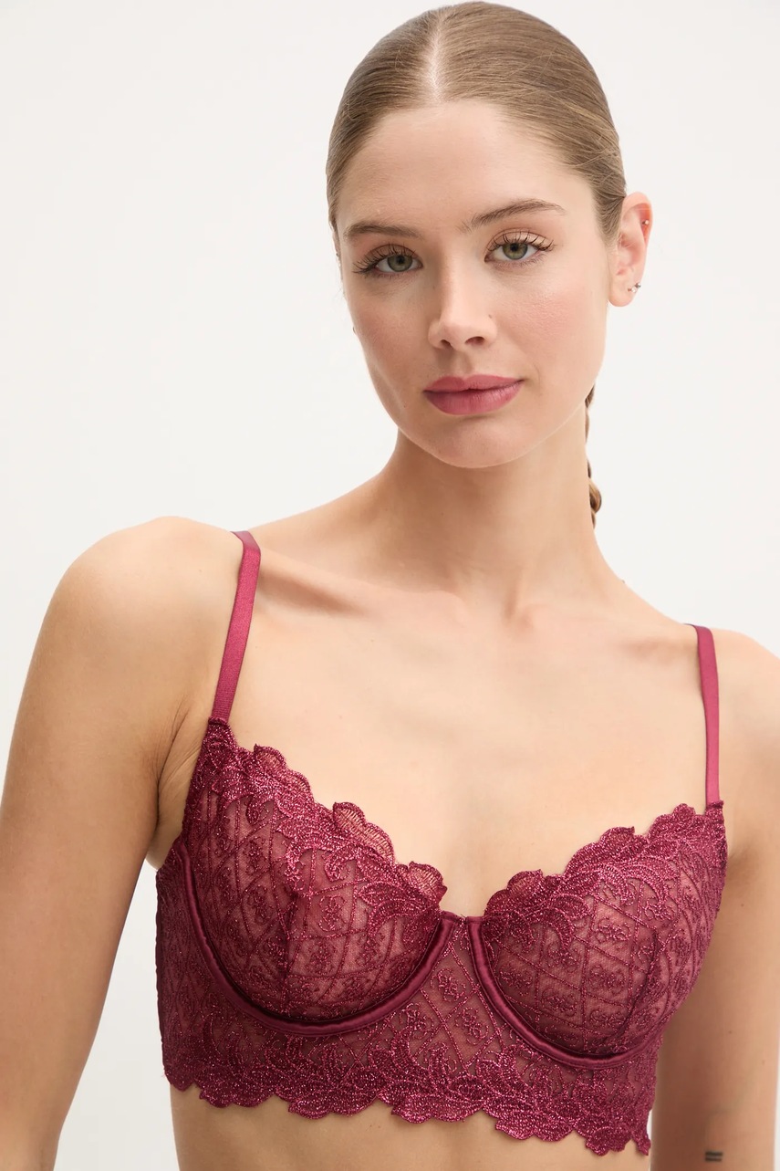 

Сутиен Guess EBBY в бордо от дантела с десен O5RC19 KCNR0
