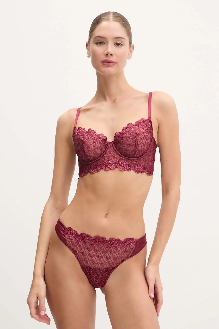 Бюстгальтер Guess EBBY цвет бордовый кружево узорный O5RC19 KCNR0 Бюстгальтер Guess EBBY цвет бордовый кружево узорный O5RC19 KCNR0