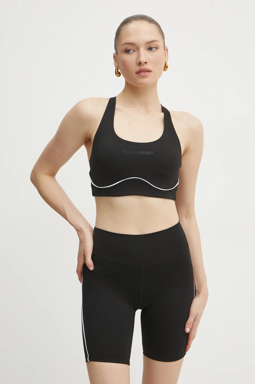 PLEIN SPORT sutien culoarea negru, neted, SAEC WJU0078 STE003N