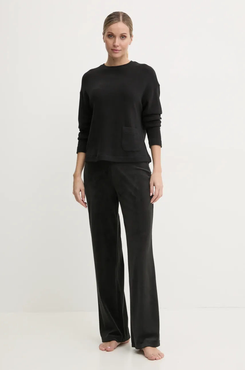 Пижамные брюки Juicy Couture VICKY RIB FLARE PANT женские цвет чёрный JCLAS125504 Пижамные брюки Juicy Couture VICKY RIB FLARE PANT женские цвет чёрный JCLAS125504