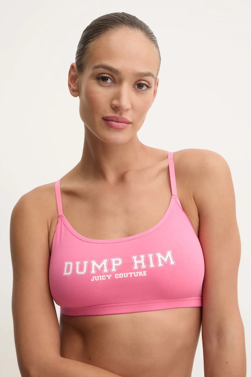 Juicy Couture sutien JUICY SLOGAN BRALETTE culoarea roz, JCTBT125954