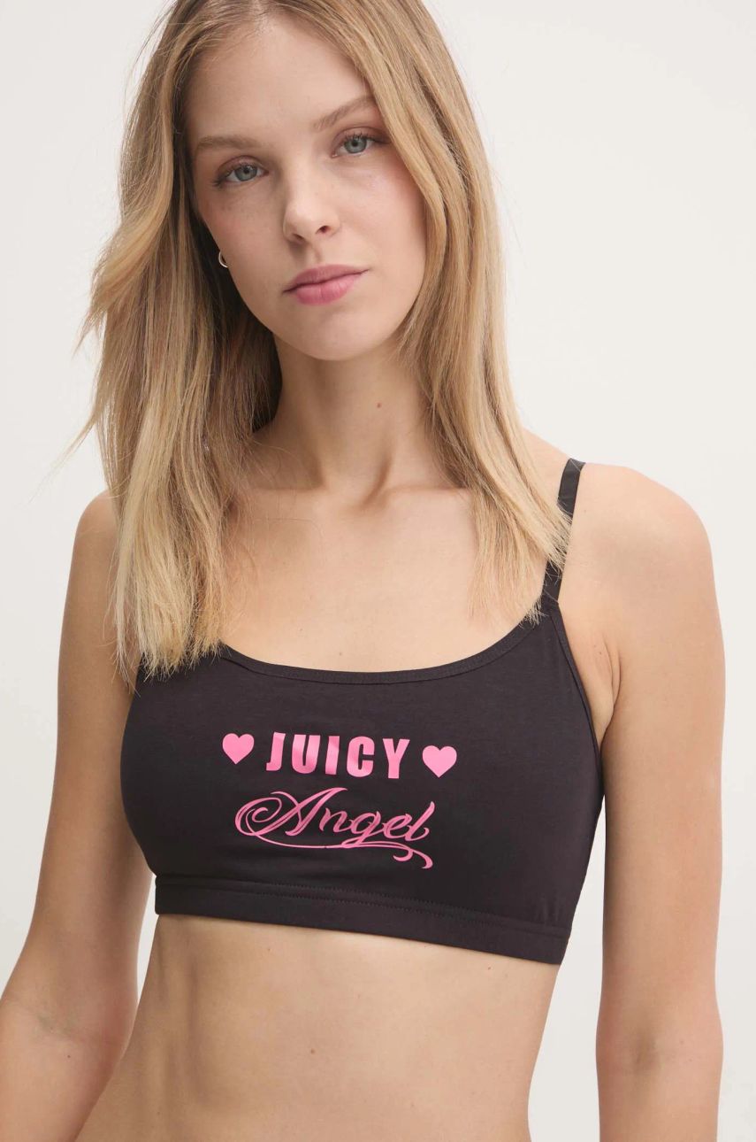 Juicy Couture sutien JUICY SLOGAN BRALETTE culoarea negru, JCTBT125954