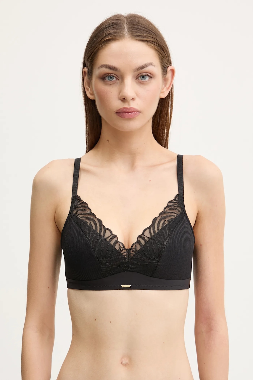 Chantelle sutien culoarea negru, dantela, neted, C15YQ0