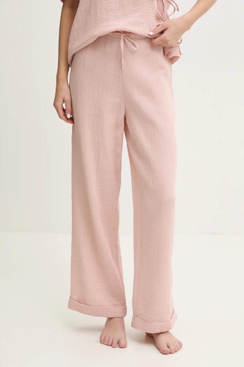 Chantelle pantaloni pijama bumbac culoarea roz, bumbac, C18OE0