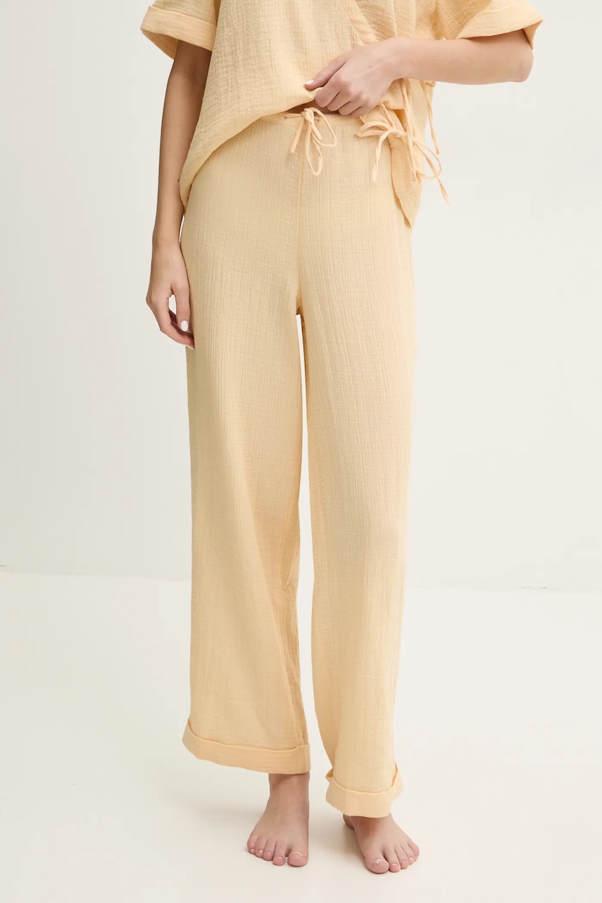 Chantelle pantaloni pijama bumbac culoarea bej, bumbac, C18OE0