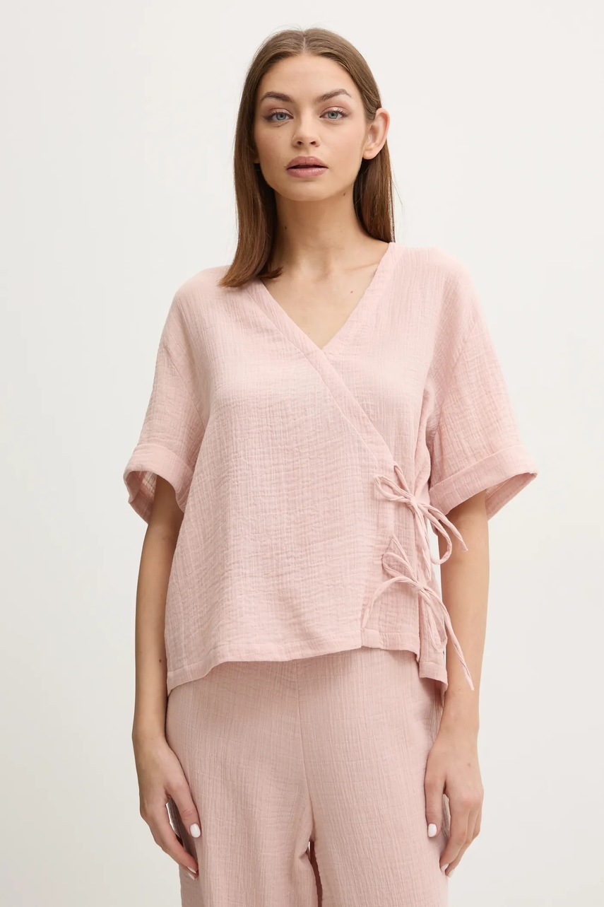 Chantelle tricou de pijama din bumbac culoarea roz, C18OJ5