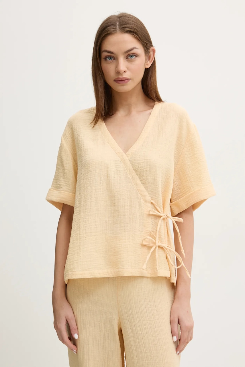 Chantelle tricou de pijama din bumbac culoarea bej, C18OJ5