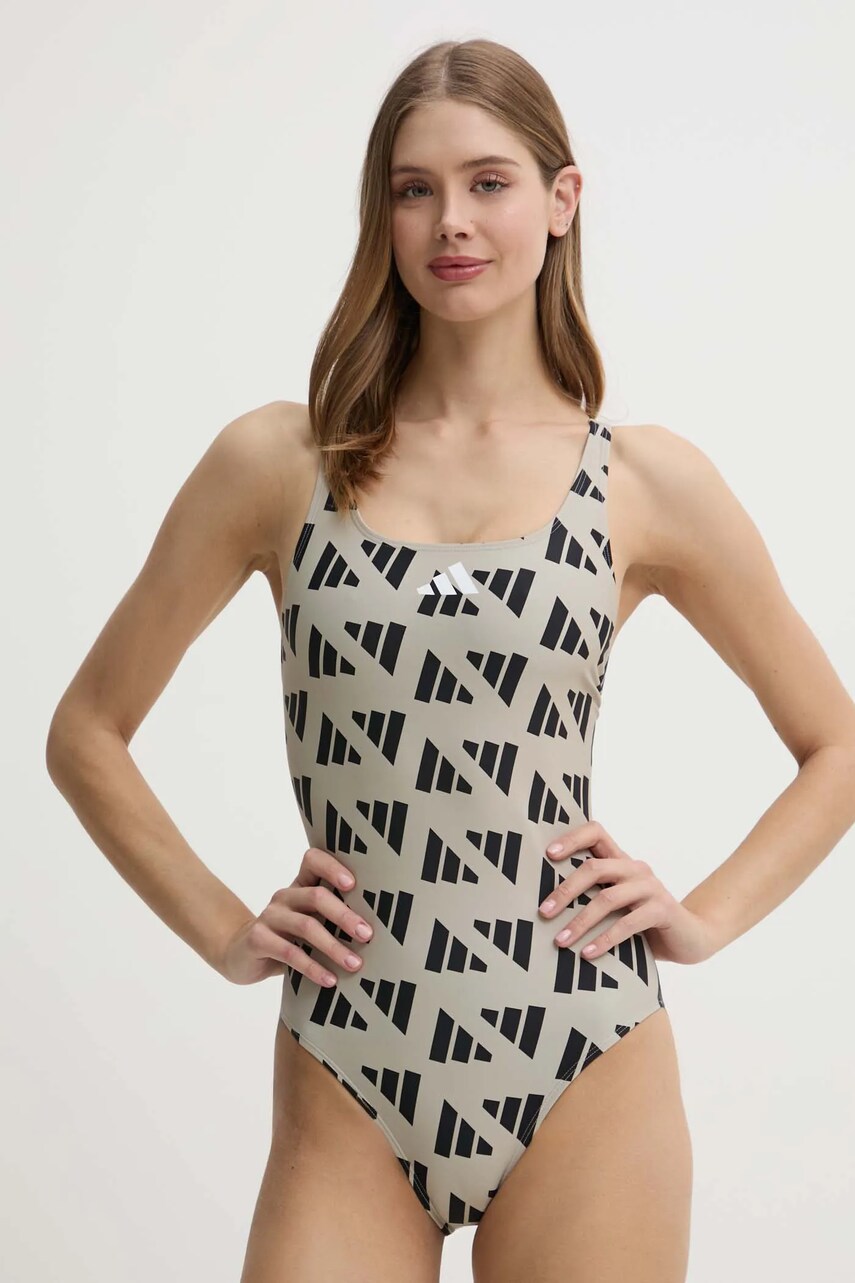 adidas Performance costum de baie dintr-o bucata culoarea bej, cupa moale, JG1078