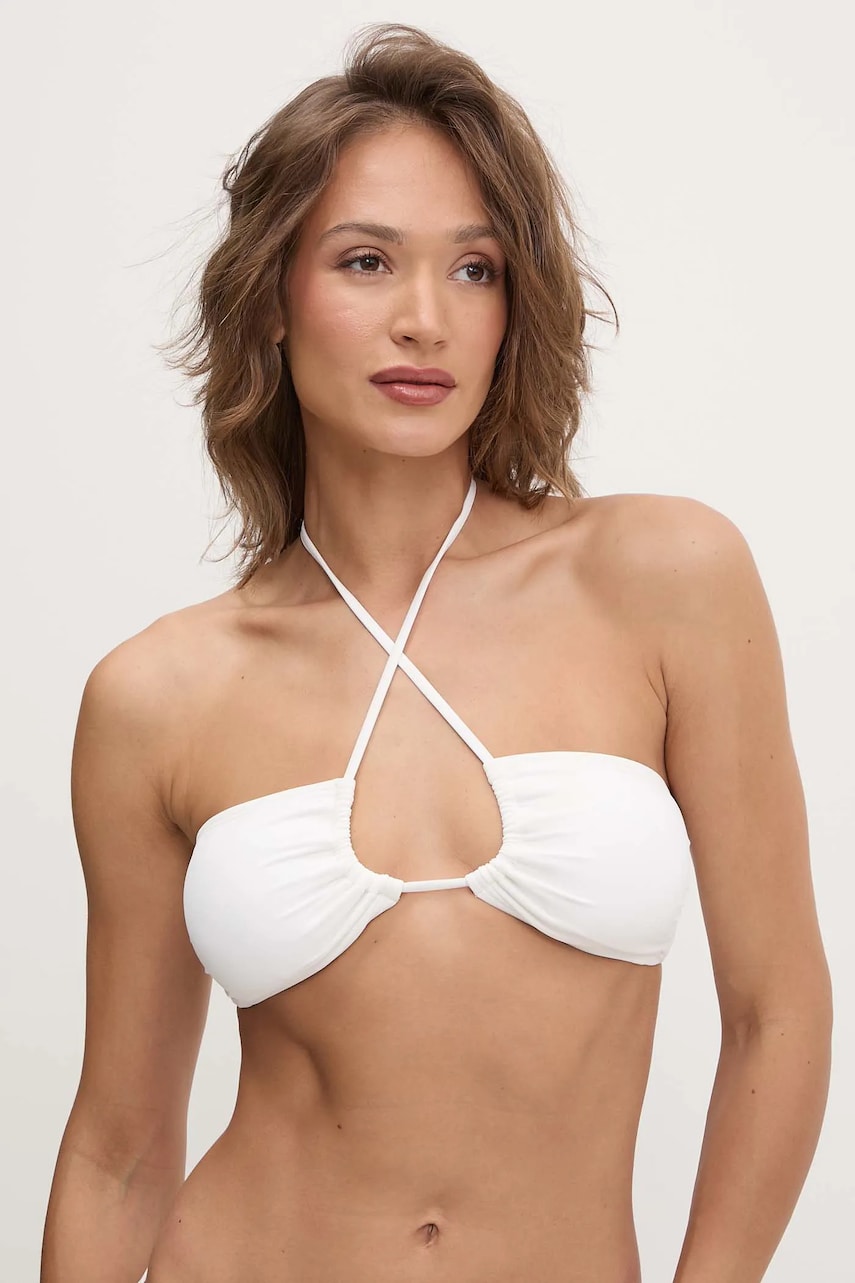 MICHAEL Michael Kors sutien de baie culoarea alb, cupa usor rigidizata, MM7M327 MICHAEL Michael Kors sutien de baie culoarea alb, cupa usor rigidizata, MM7M327