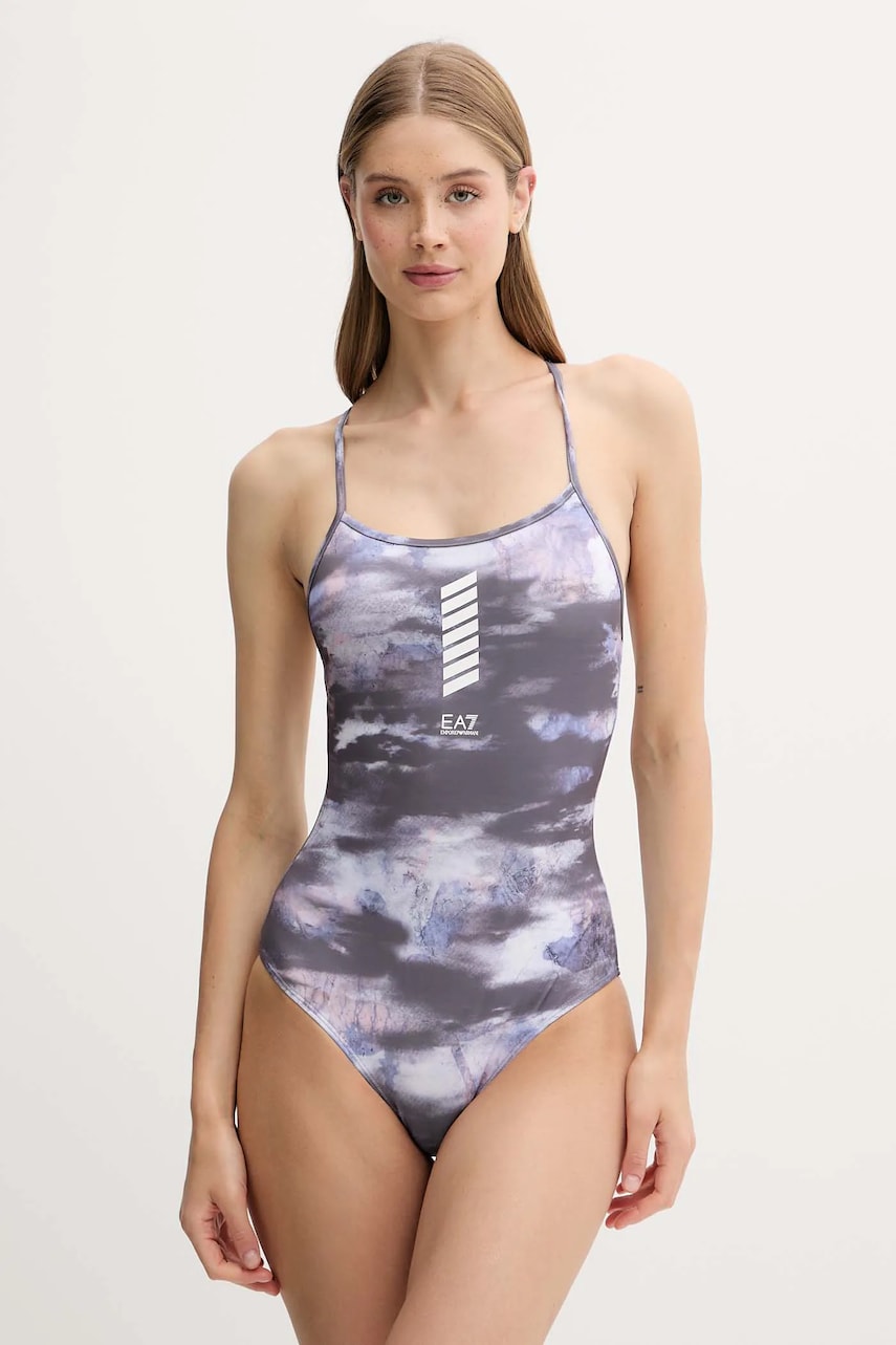 EA7 Emporio Armani costum de baie dintr-o bucată culoarea negru, cupa moale, AF12209.7W000285