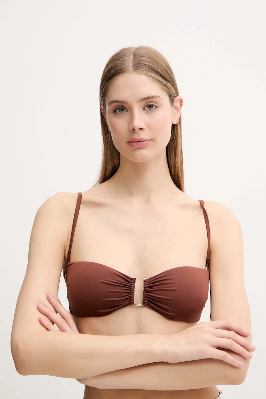 Max Mara Beachwear sutien de baie culoarea maro, cupa usor rigidizata, 2516821199600