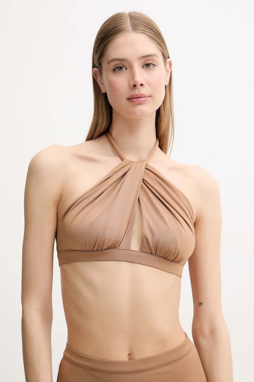 Max Mara Beachwear sutien de baie culoarea bej, cupa moale, 2516821229600