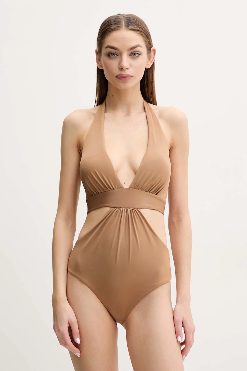 Max Mara Beachwear costum de baie dintr-o bucată culoarea maro, cupa usor rigidizata, 2516831089600 Max Mara Beachwear costum de baie dintr-o bucată culoarea maro, cupa usor rigidizata, 2516831089600