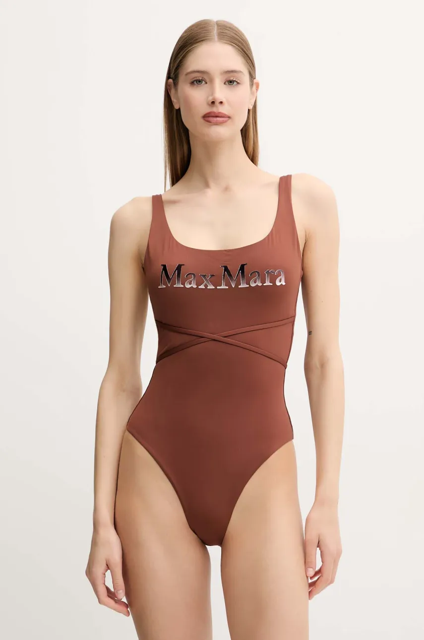 Max Mara Beachwear costum de baie dintr-o bucată culoarea maro, cupa usor rigidizata, 2516831119600