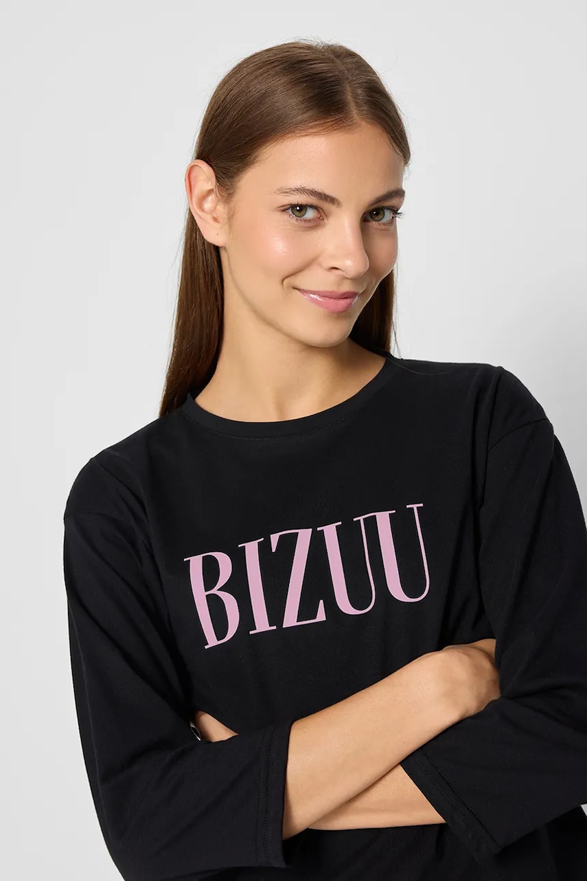 Bizuu cămașă cu maneca lunga din bumbac SARA culoarea negru, bumbac, PIŻAMA GÓRA SARA_CZARNY_AW24 Bizuu cămașă cu maneca lunga din bumbac SARA culoarea negru, bumbac, PIŻAMA GÓRA SARA_CZARNY_AW24
