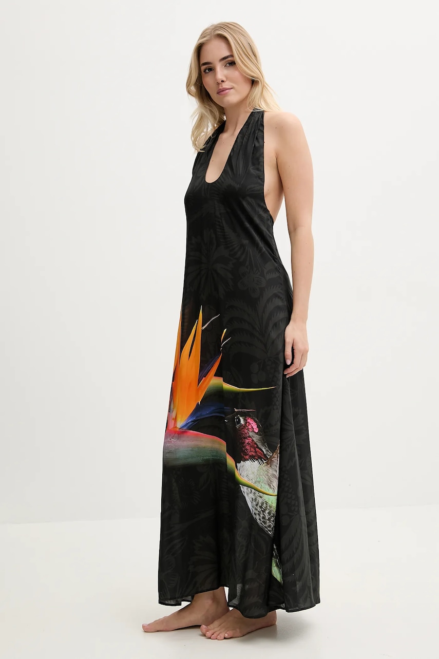 Desigual rochie de plaja COLIBRÍ DRESS culoarea negru, 25SWMW11 Desigual rochie de plaja COLIBRÍ DRESS culoarea negru, 25SWMW11