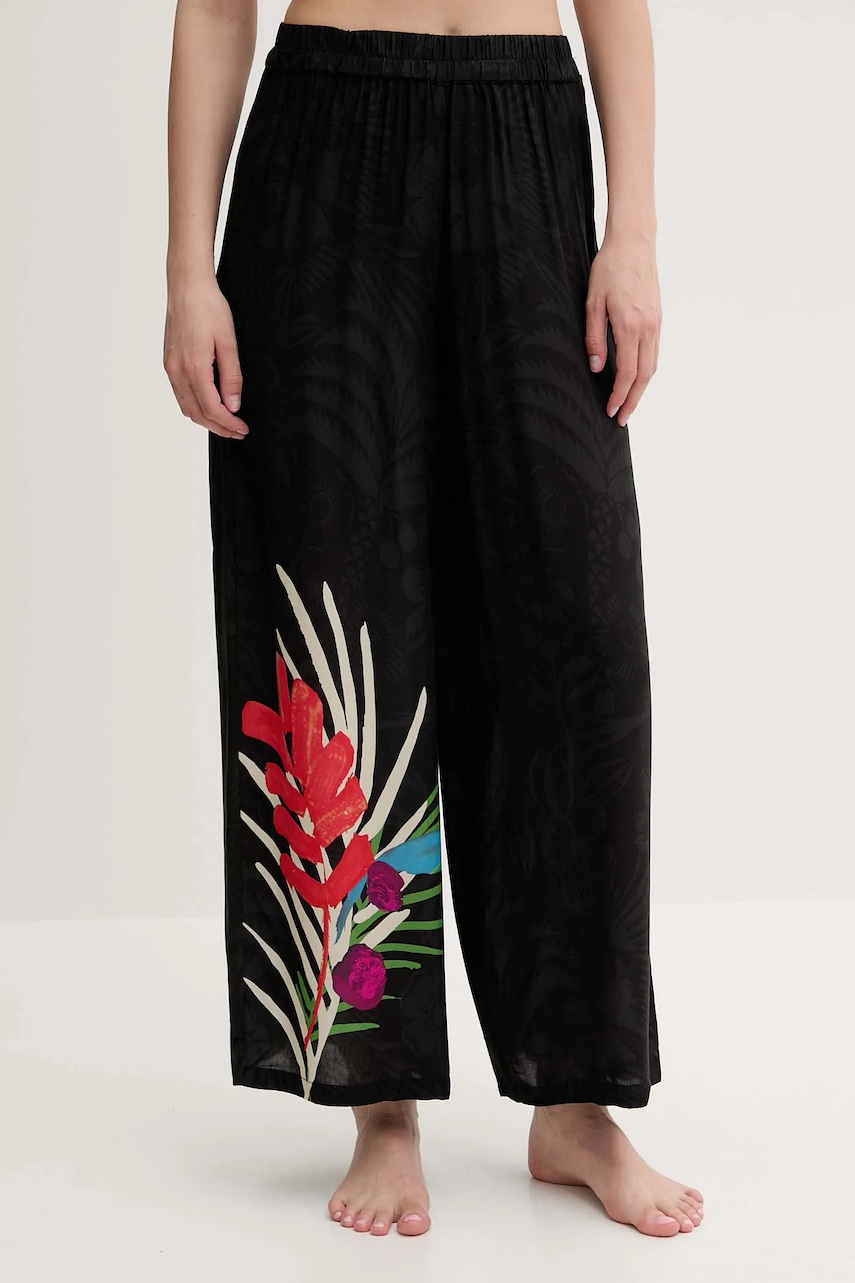 Desigual pantaloni de plaja COLIBRÍ PANT culoarea negru, 25SWMW02