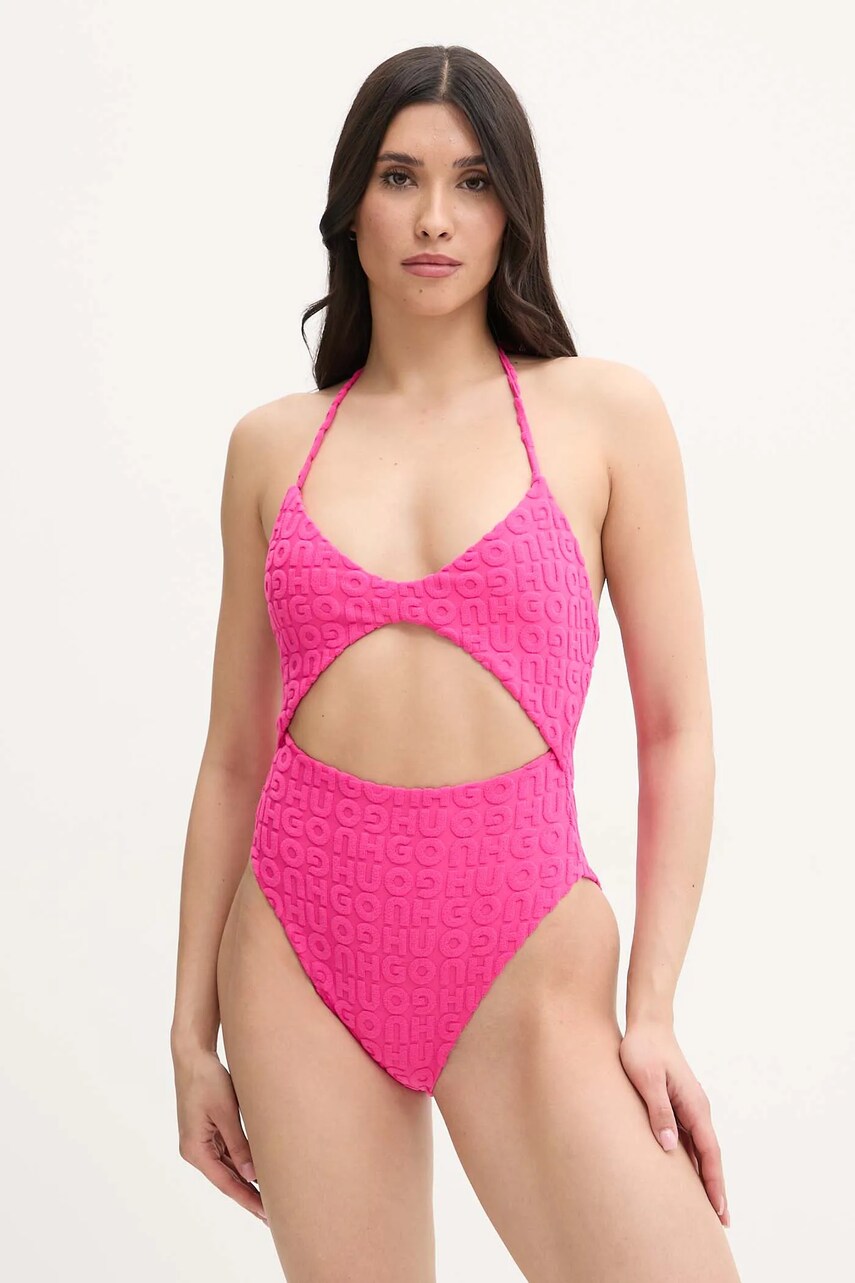 HUGO costum de baie intreg culoarea roz, cupa usor rigidizata, 50540229