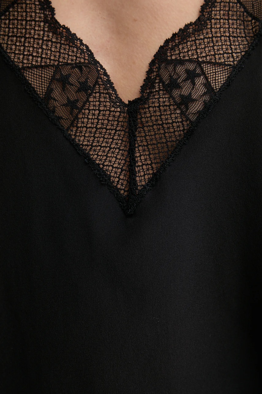 Шовковий топ ZADIG&VOLTAIRE колір чорний однотонна WWCR00014 