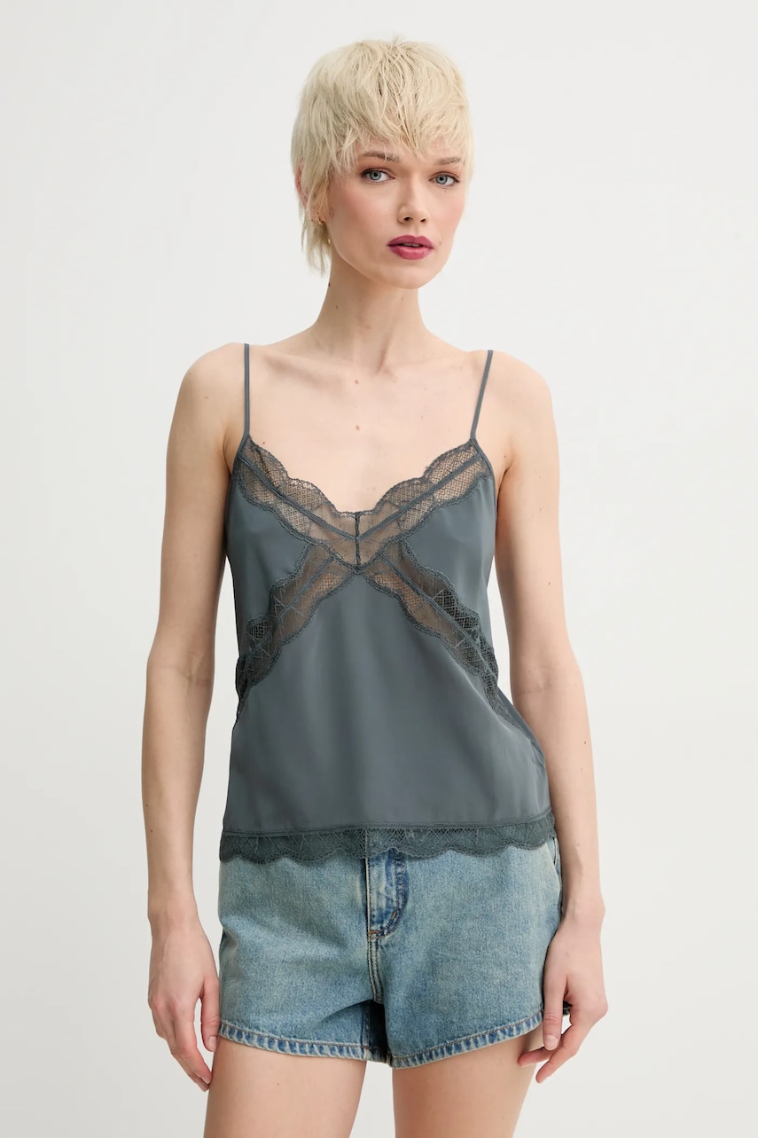 ZADIG&VOLTAIRE bluză de matase culoarea gri, uni, WWCR01258 ZADIG&VOLTAIRE bluză de matase culoarea gri, uni, WWCR01258