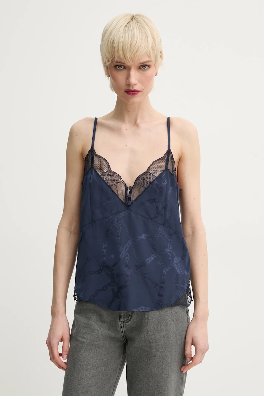 ZADIG&VOLTAIRE bluza de matase femei, culoarea albastru marin, modelator, WWCR01267 ZADIG&VOLTAIRE bluza de matase femei, culoarea albastru marin, modelator, WWCR01267