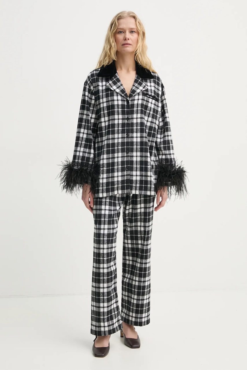 The Sleeper pijama femei, culoarea negru, bumbac, HC2418FPF The Sleeper pijama femei, culoarea negru, bumbac, HC2418FPF